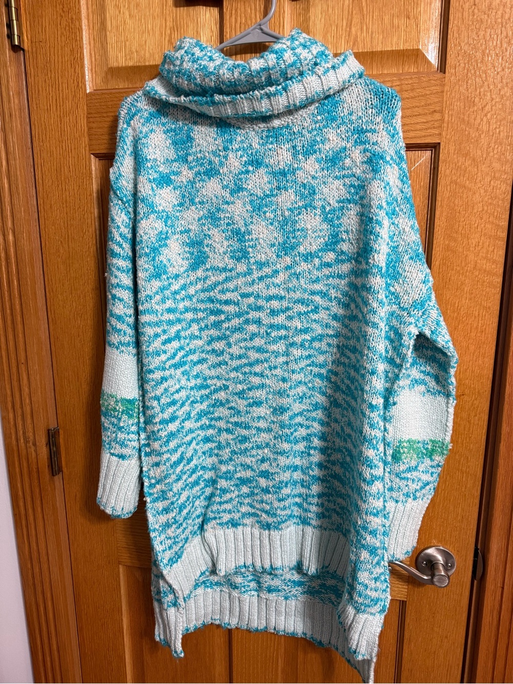 Free People Cozy Turquoise Marled Turtleneck Sweater